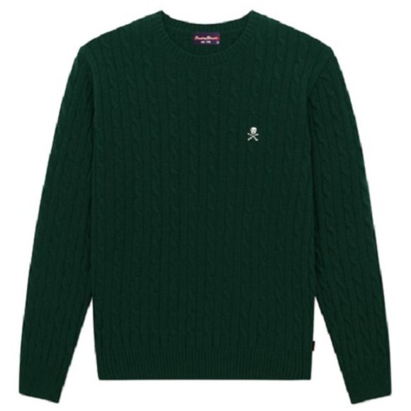 NWT $295 Rowing Blazers 100% Wool Green Cable Knit Skull Sweater (Various Sizes)